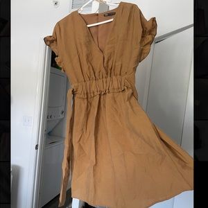 ZARA tan dress, short sleeve